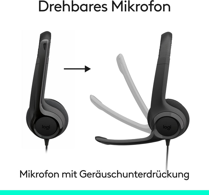 Logitech H390 kabelgebundenes Headset für PC/Notebook, Stereo-Kopfhörer mit Mikrofon mit Geräuschunt