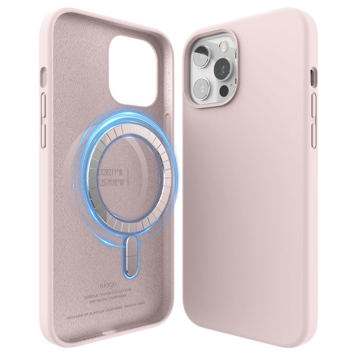 elago Magnetische Silikonhülle, kompatibel mit iPhone 12 und iPhone 12 Pro (6,1 Zoll), eingebaute Ma