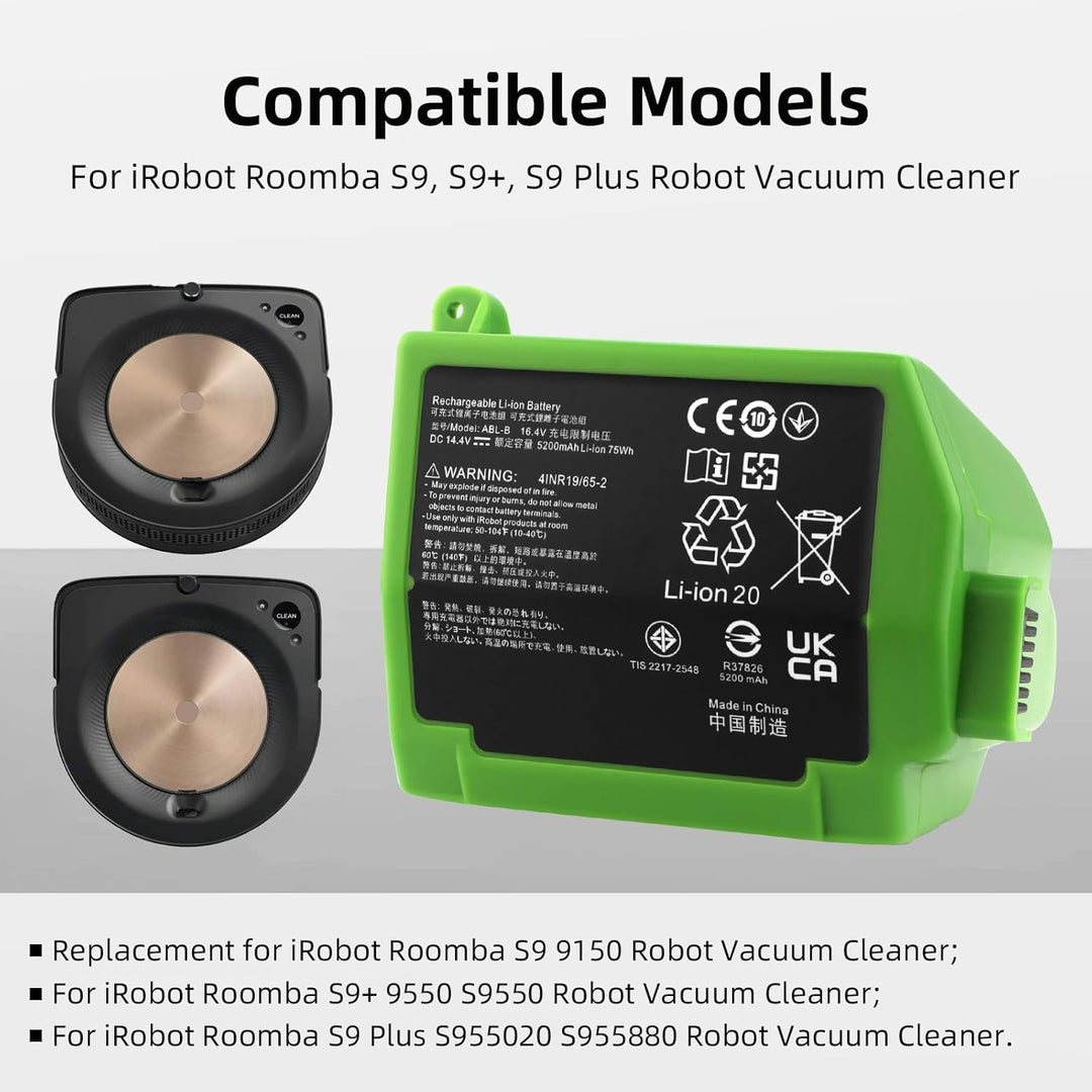K KYUER Rechargeable ABL-B Saugroboter Akku für iRobot Roomba S9 9150 9550 S9550 S9+ S9 Plus S955020