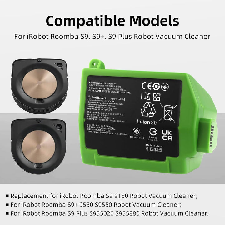K KYUER Rechargeable ABL-B Saugroboter Akku für iRobot Roomba S9 9150 9550 S9550 S9+ S9 Plus S955020