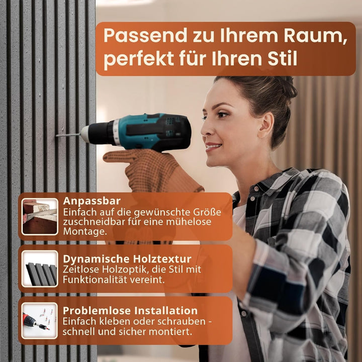 NEU.HOLZ Akustik Wandpaneele Vang 4er Set Wandverkleidung zum Kleben und Schrauben 2,88 m² Holzfurni