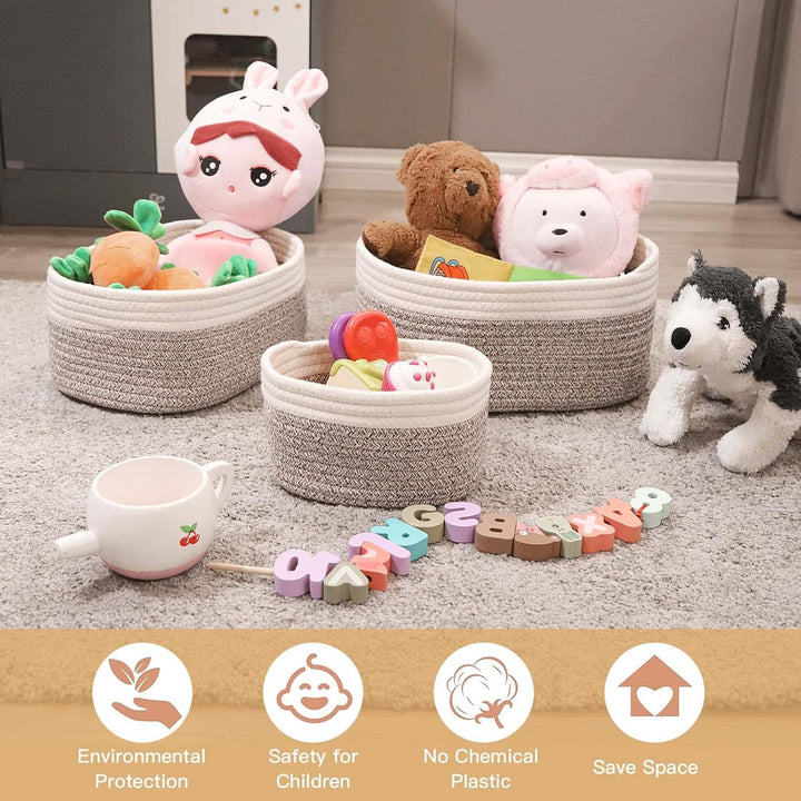 Aufbewahrungskorb Baumwollseil Geflochten 4er-Set,Körbe Aufbewahrung Bad Wickeltisch Organizer Flech