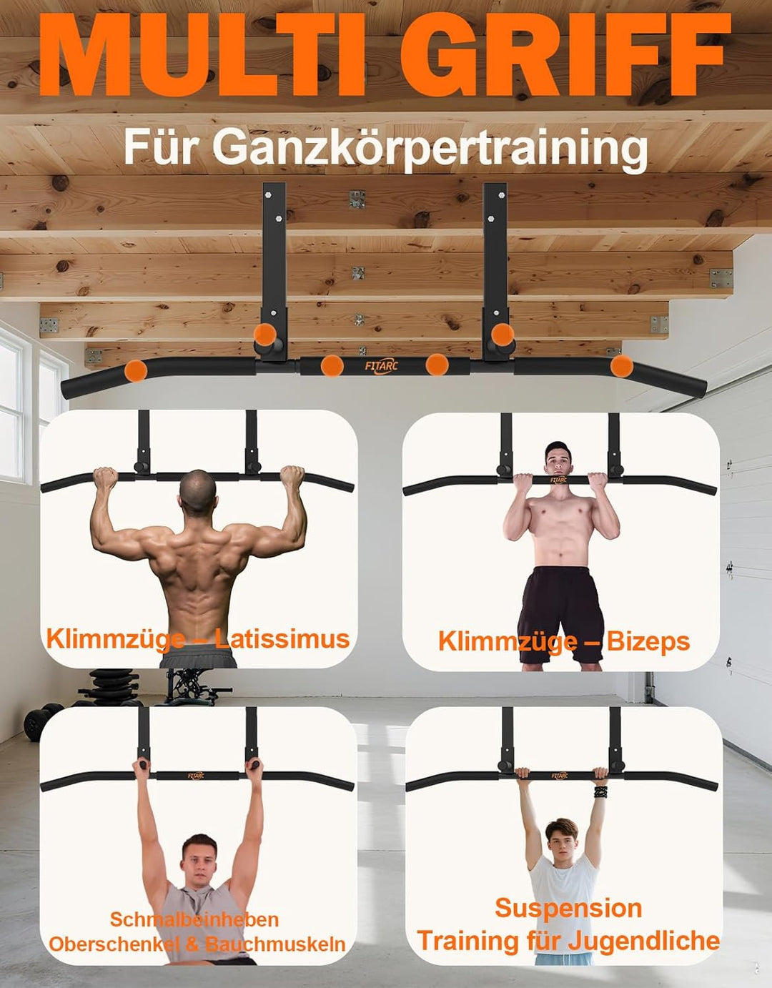 Fitarc Klimmzugstangen Klimmzugstange Joist Pull Up Bar Balkenhalterung, Heim-Fitnessstudio, Workout