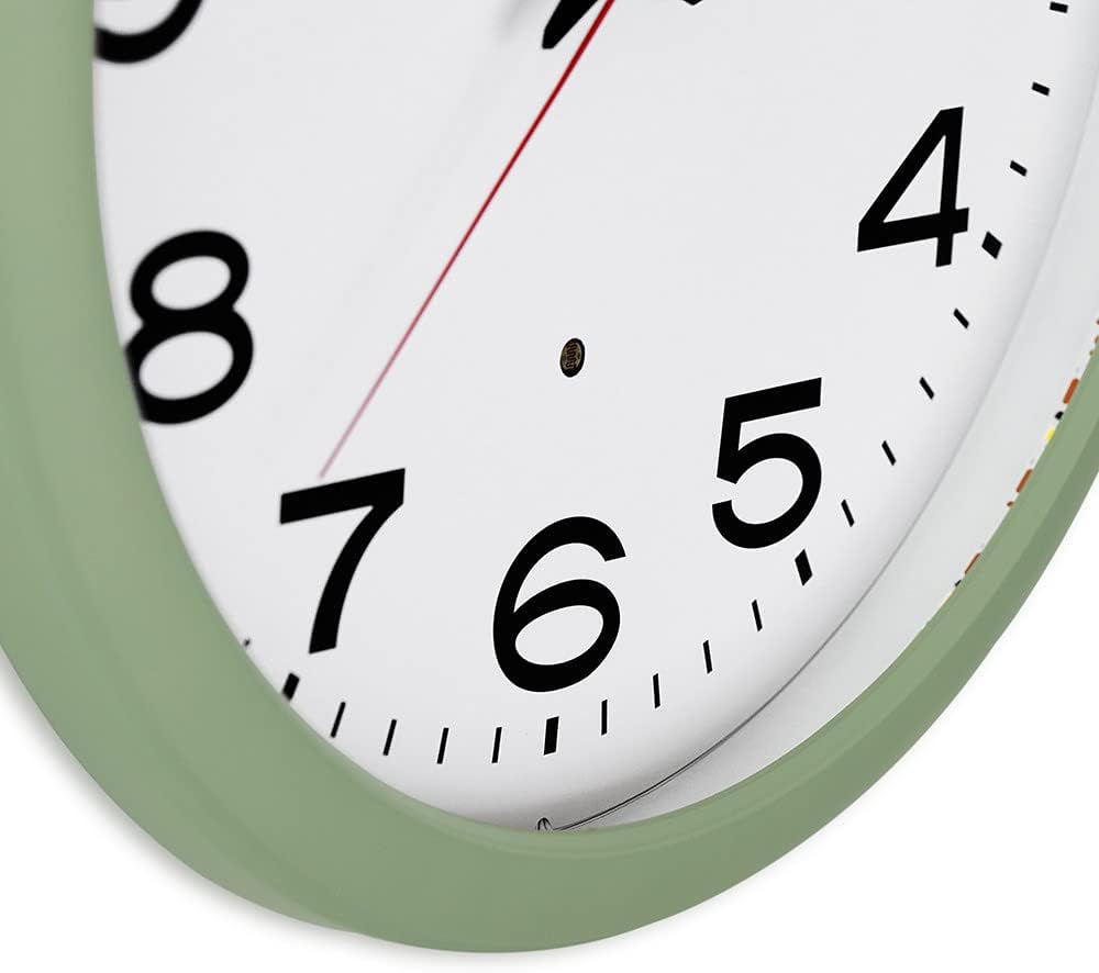 PRIM Insight Leuchtende Design Kunstoff Wanduhr, Weiss/Grün, Licht- und Geräusch-Sensor, Quarz-Uhrwe