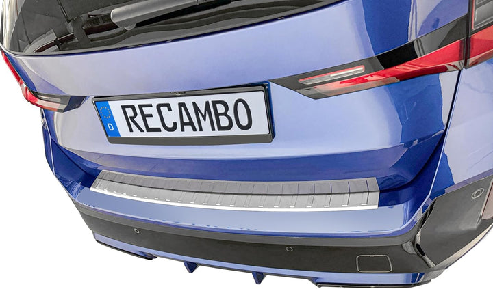 RECAMBO Ladekantenschutz Set Edelstahl kompatibel für BMW X1 iX1 | ab 2022 - matt gebürstet mit Text