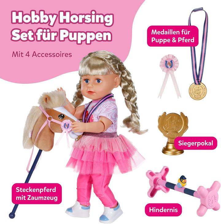 BABY Born Hobby Horsing Set - Puppenset mit Steckenpferd & Zubehör - Hochwertiges Puppenzubehör - Fü
