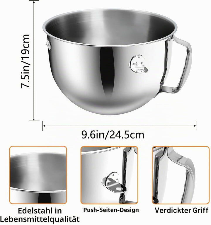 KN256WW Flachschlägelaufsatz aus Edelstahl für Kitchen Aid Bowl Lift Standmixer