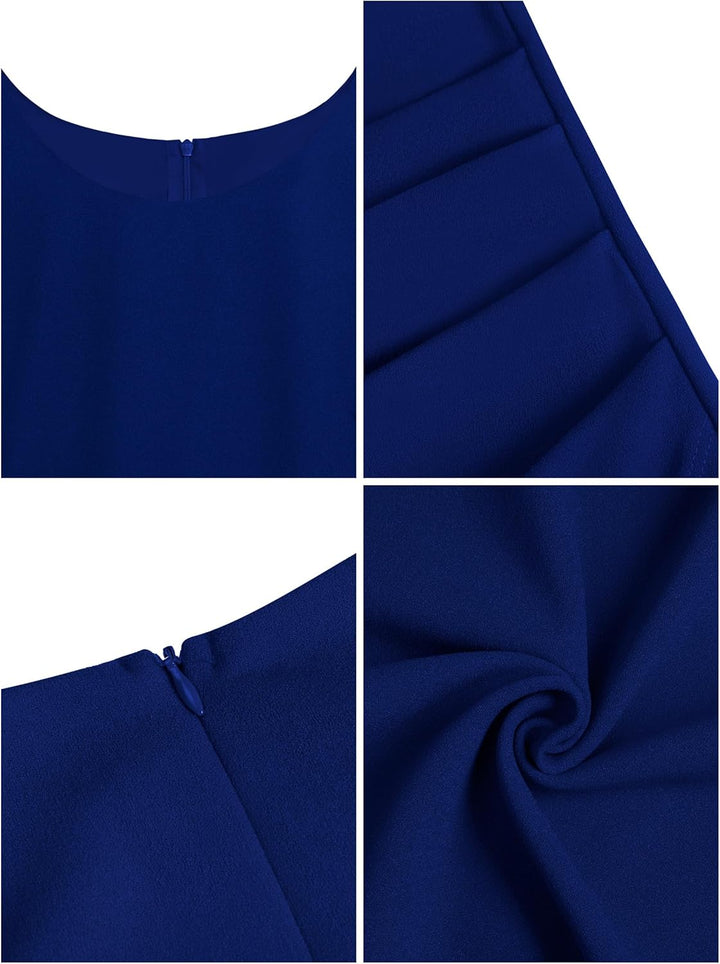 Missufe Damen Cocktailkleid Wickelkleid Partykleid Midikleid Elegant Bodycon Figurbetontes Sommerkle