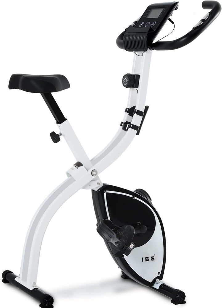 ISE X-Bike Fitnessbike für Zuhause Heimtrainer Fahrrad Klappbar F-Bike verstellbare Magnetron-Widers
