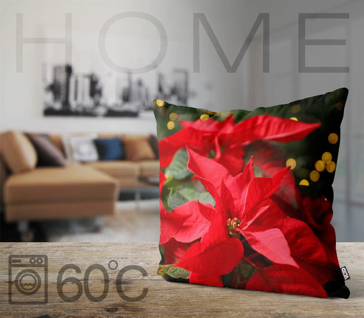 VOID Blumen Weihnachtsstern Pflanzen Kissenbezug Kissenhülle Sofakissen Kissen Deko Outdoor-Kissen D
