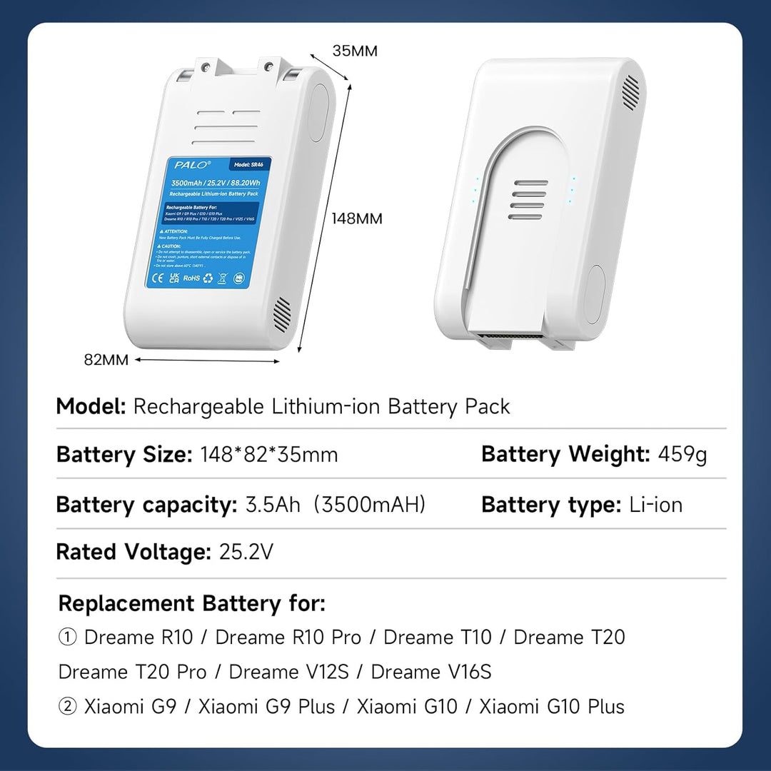 3500mAh Akku für Xiaomi G9, G9 Plus, G10, G10 Plus, Dreame R10, R10 Pro, T10, T20, T20 Pro, V12S, V1
