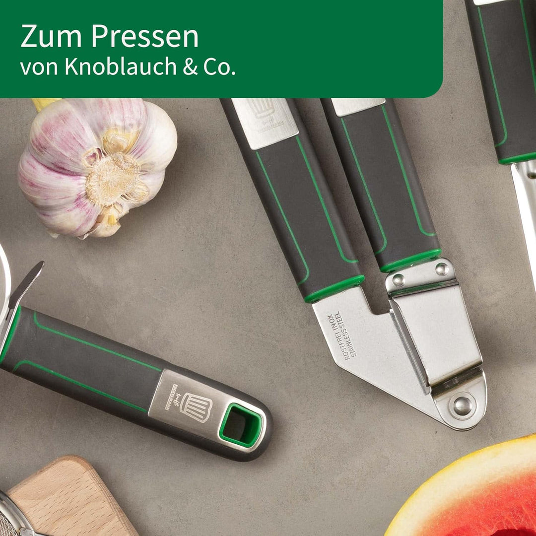 FACKELMANN Knoblauchpresse Premium – Ideal zum Pressen von Knoblauch & Co – Verzinkter Press-Mechani