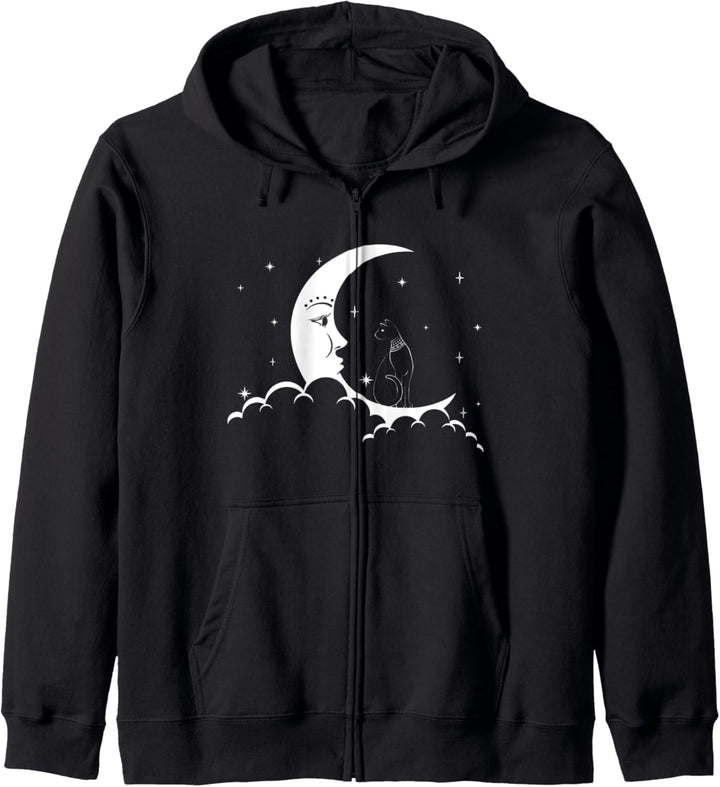 Bastet Ägyptische Katze Goth Mond Kapuzenjacke
