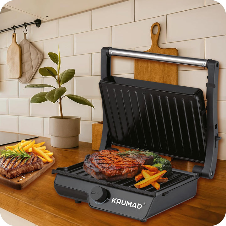 Kontaktgrill 2000W, Sandwich Maker, Elektro Grill Mini 2-Slice, Antihaftbeschichtung, Ideal für Sand