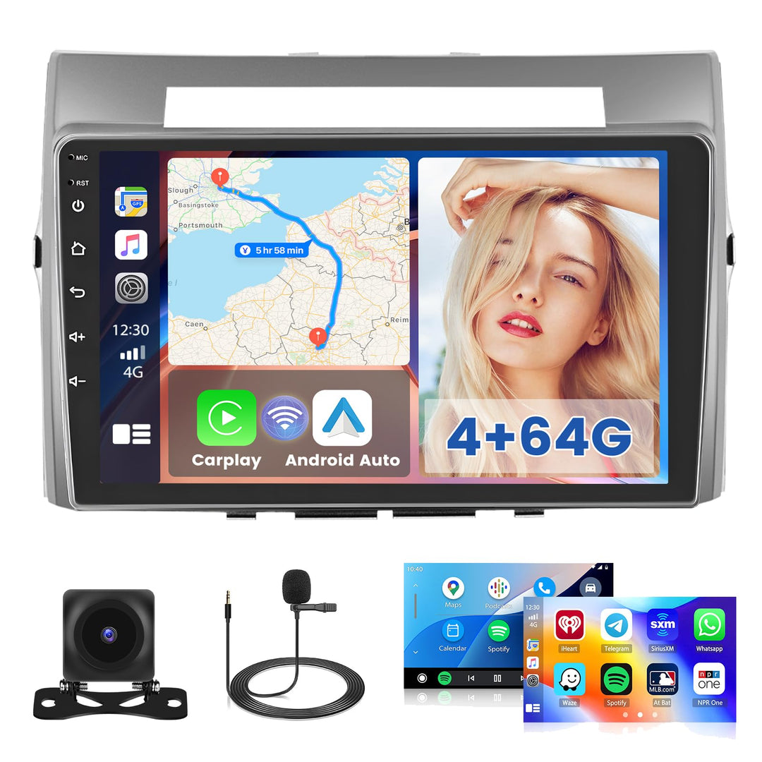 Hikity 4G+64G Autoradio Android 15 für Toyota Corolla Verso 2004-2009 Stereo Auto 2 Din kabelloses C