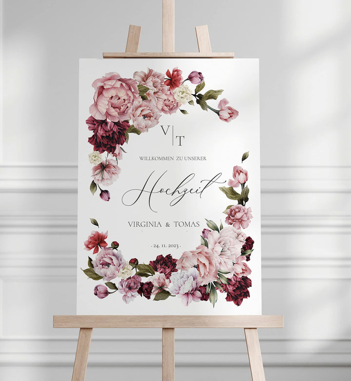 Manschin Laserdesign Willkommensschild Aluverbund personalisiert - Made in Germany - Welcome Willkom