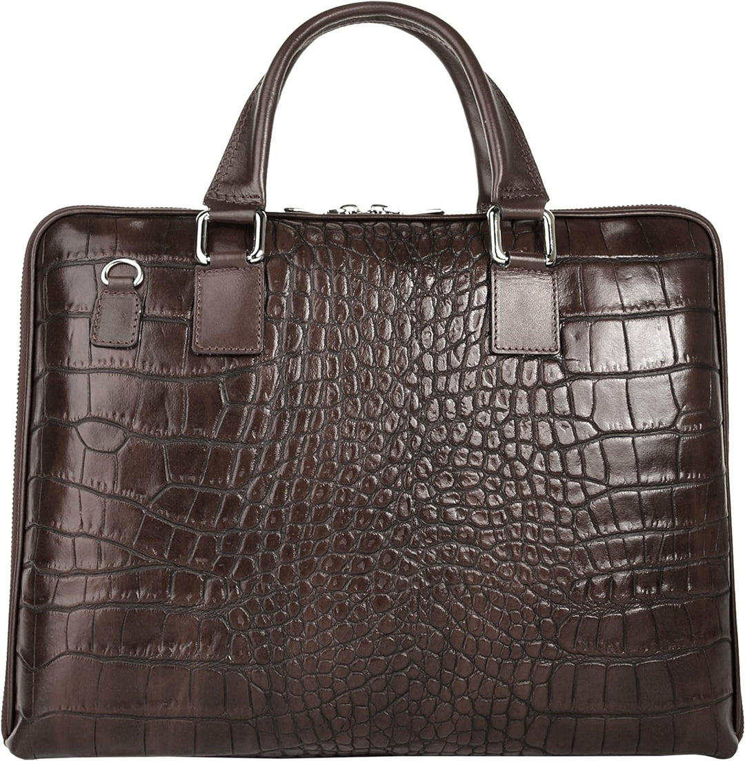 BAGAN Aktentasche echt Leder dunkelbraun Damen - 017742