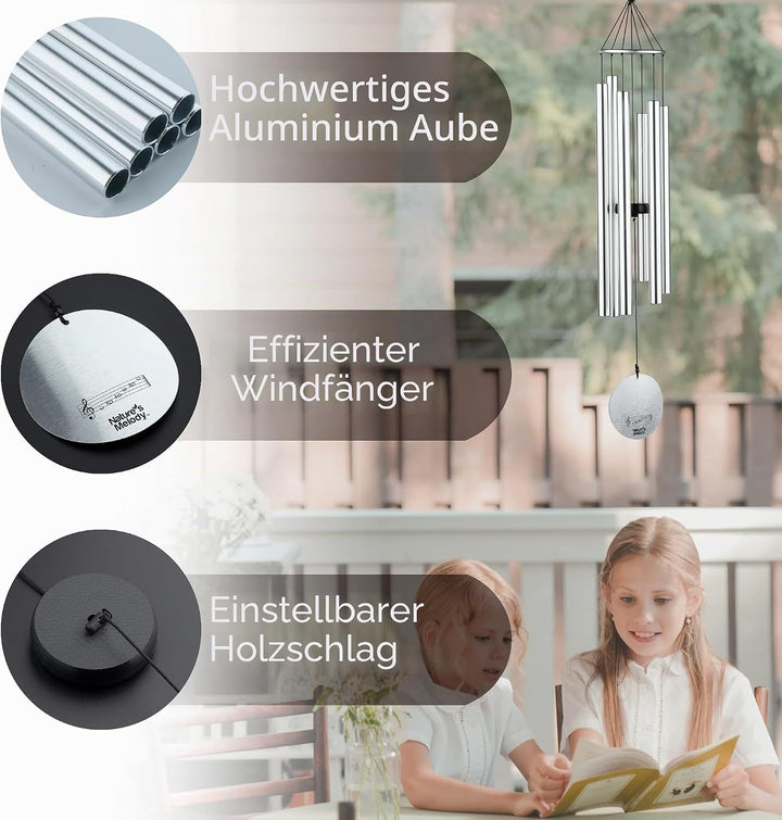 OSVINO Klangspiele Windspiele Aluminium mit Klang Gesamtlänge 90cm gross für drinnen draussen Balkon
