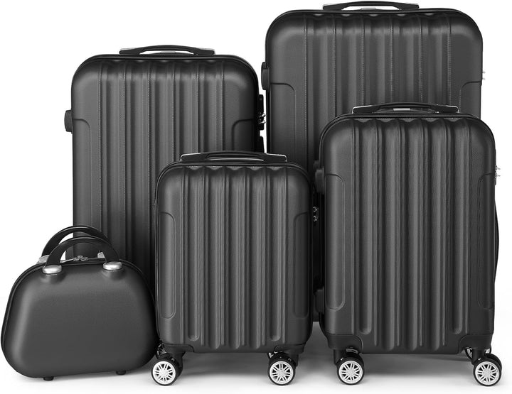LEADZM Kofferset 5 teilig, Reisekoffer Set mit Kosmetikkoffer, Koffer Set Hartschalen-Trolley aus AB