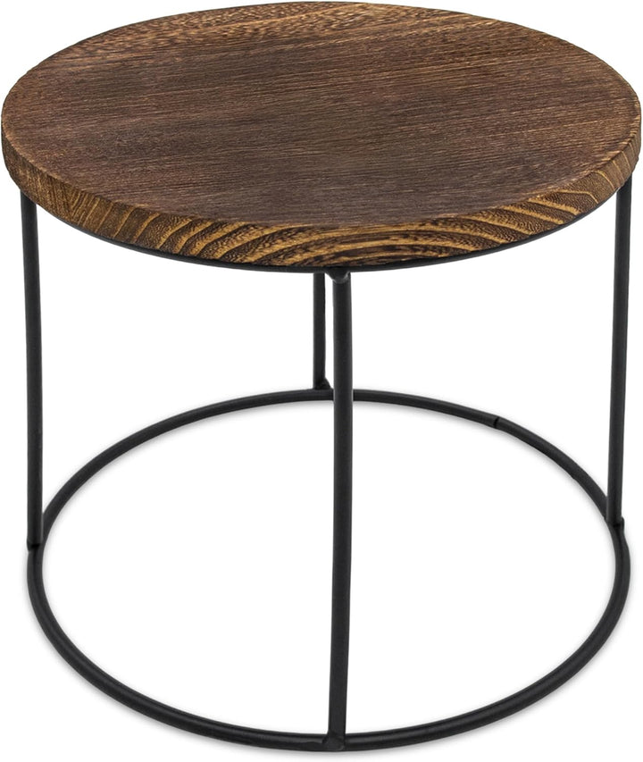 Holz Blumenhocker rund - 2er Set - Pflanzenhocker Hocker Blumenständer Pflanzenständer