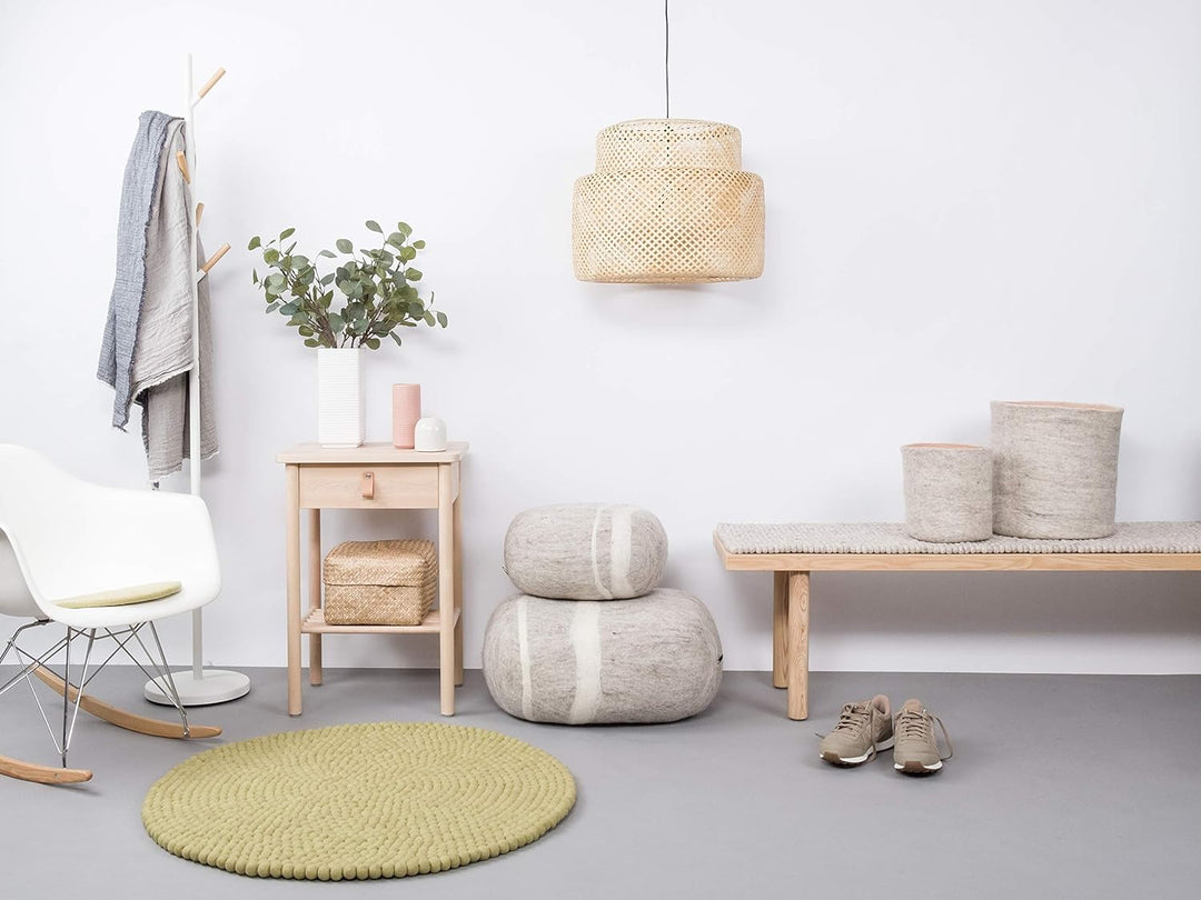 myfelt Pitt Filzkugelteppich — Ø 50 cm, ideal für Schlaf-, Wohn-, Kinderzimmer, Flur & Bad 50cm Ø He