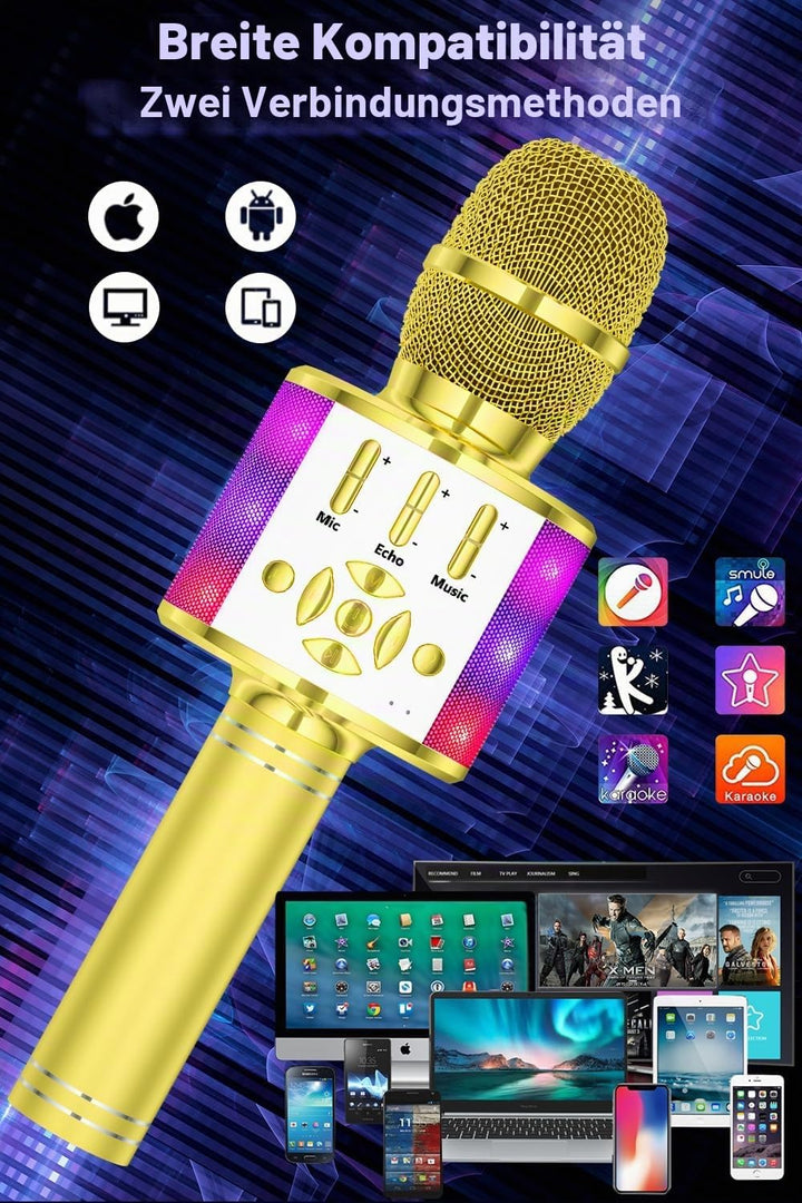 BONAOK Magic Sing Karaoke Mikrofon, Bluetooth Mikrofon Karaoke Kinder, 4 in 1 Sing Microphone, Draht
