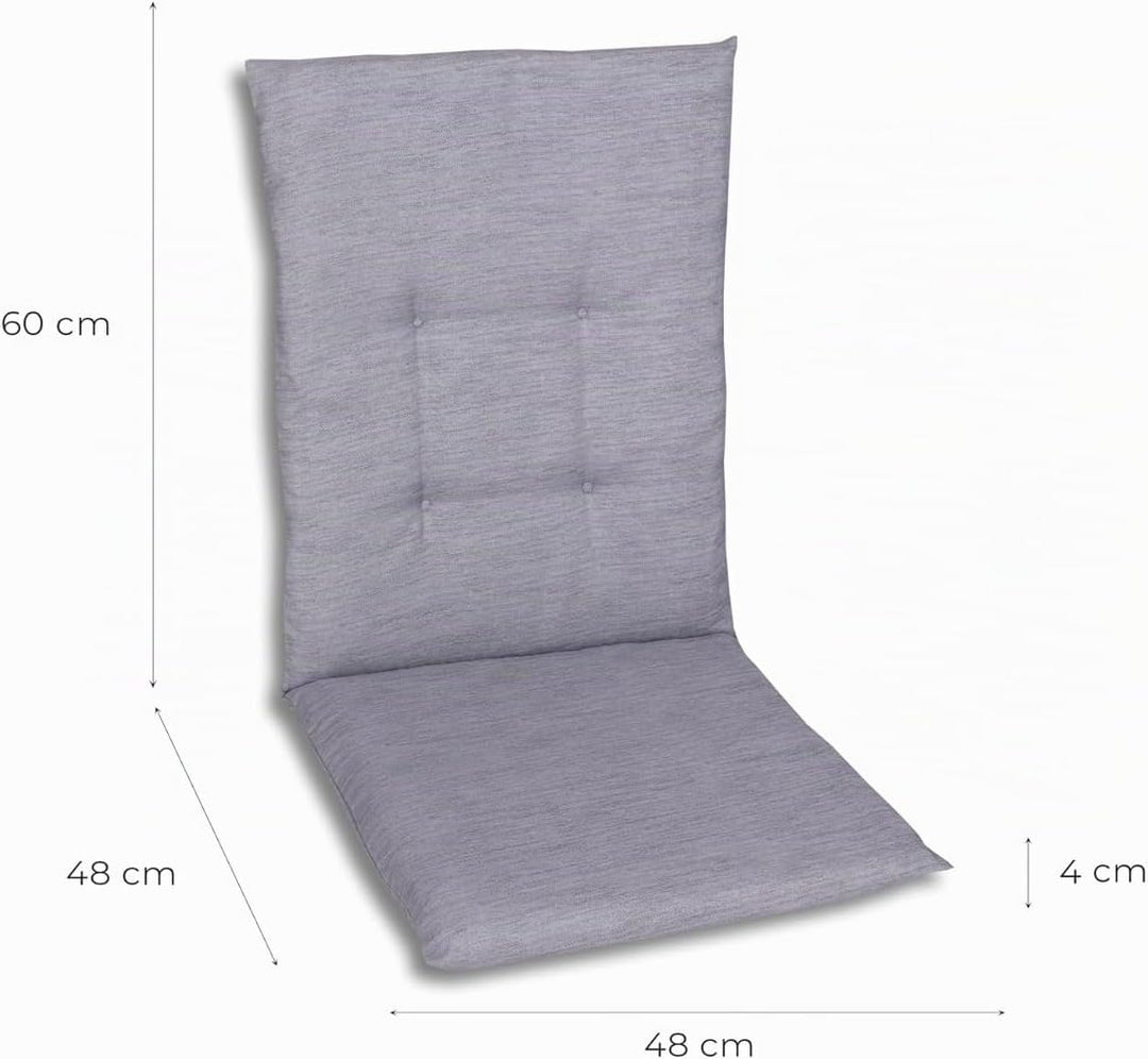 Bequeme und attraktive Polsterauflagen für Mittellehner-Gartenstühle (2er-Set, Uni grau, Mittellehne