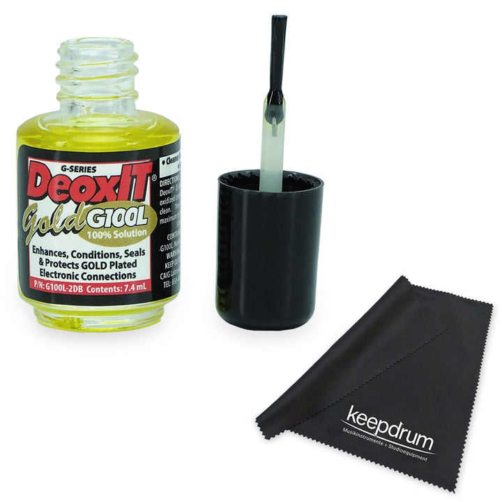 Caig DeoxIT G100L-2DB Gold Kontaktreiniger Pinselfläschchen mit keepdrum Mikrofasertuch