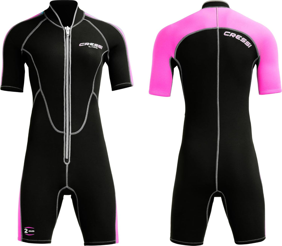 Cressi Women's Short Front Zip Wetsuit for Surfing, Snorkeling, Scuba Diving -Lido Short Lady pink/s