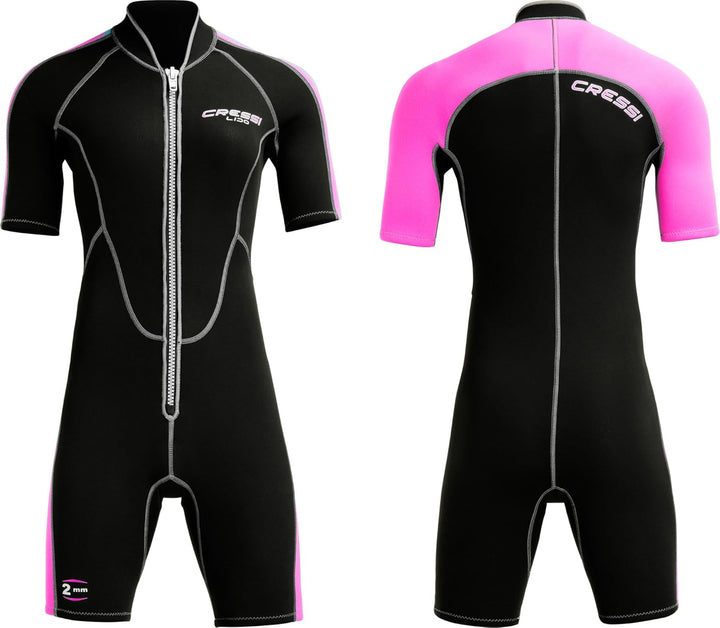 Cressi Women's Short Front Zip Wetsuit for Surfing, Snorkeling, Scuba Diving -Lido Short Lady pink/s