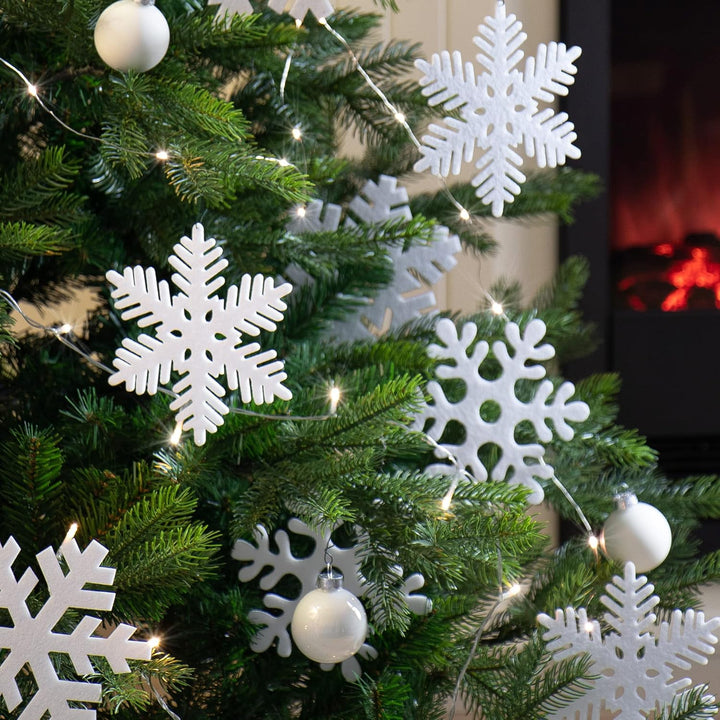 com-four® 16x Tannenbaumschmuck Set - Schneestern-Anhänger - Weihnachtsbaum-Hängedeko zum Dekorieren