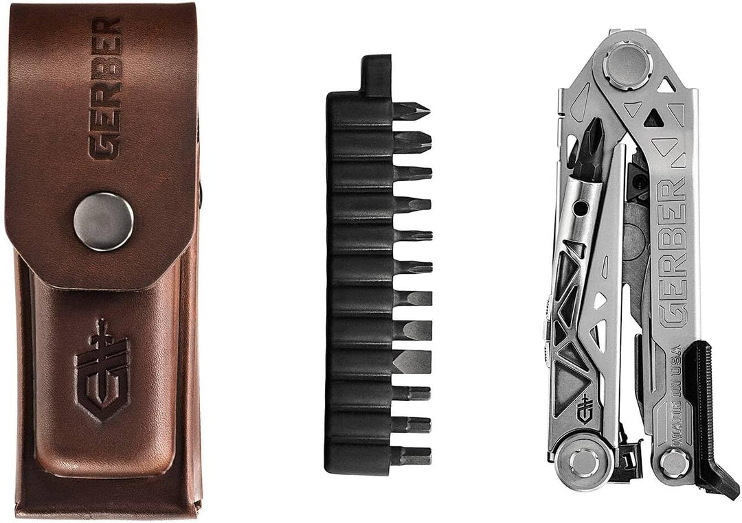 Gerber Multifunktionswerkzeug mit Leder-Scheide und Bit-Set, Center-Drive Plus, 30-001599, Center-Dr
