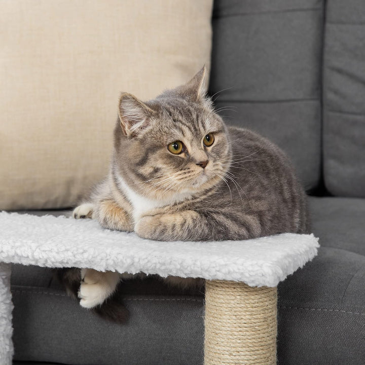 PawHut Katzentreppe 3 Stufen Tiertreppe Treppe für Katze mit Kratzsäulen Ball Haustiertreppe Hundetr