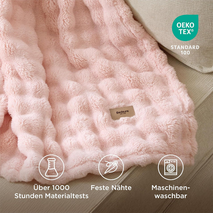 BEDSURE Kuscheldecke Flauschig Bubble Decke - Geschenke für Frauen Sofadecke, Wolldecke & Fleecedeck