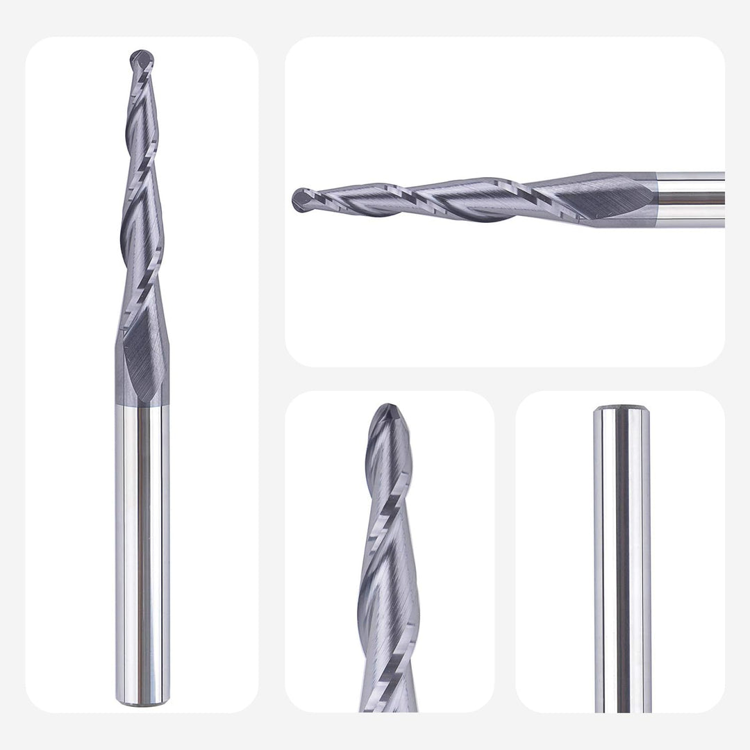 SpeTool Kugelkopffräser Konische Fräser CNC 2 Flöten 1,5 mm Radius Gravierfräser 6mm Schaft mit TiAl