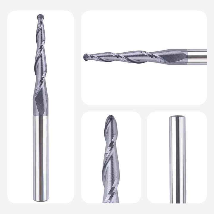 SpeTool Kugelkopffräser Konische Fräser CNC 2 Flöten 1,5 mm Radius Gravierfräser 6mm Schaft mit TiAl