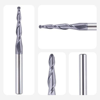 SpeTool Kugelkopffräser Konische Fräser CNC 2 Flöten 1,5 mm Radius Gravierfräser 6mm Schaft mit TiAl