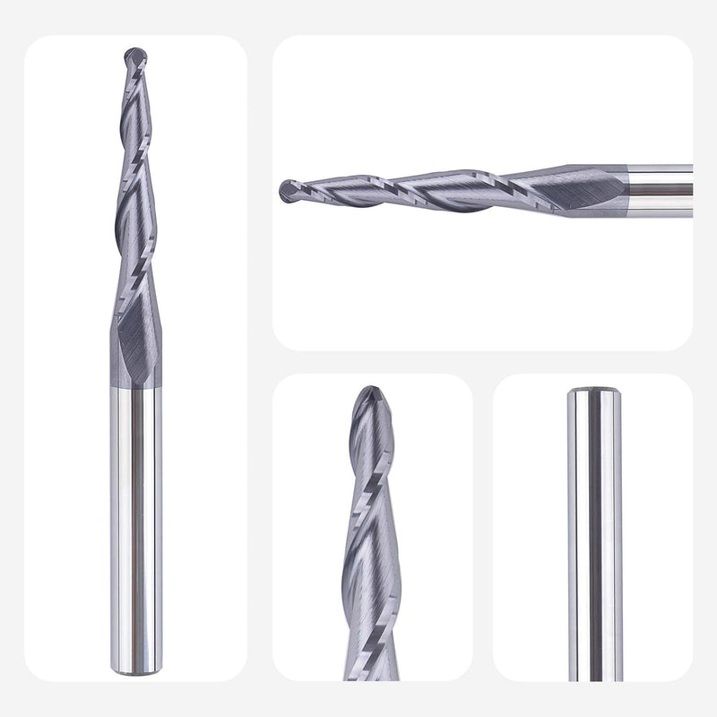SpeTool Kugelkopffräser Konische Fräser CNC 2 Flöten 1,5 mm Radius Gravierfräser 6mm Schaft mit TiAl