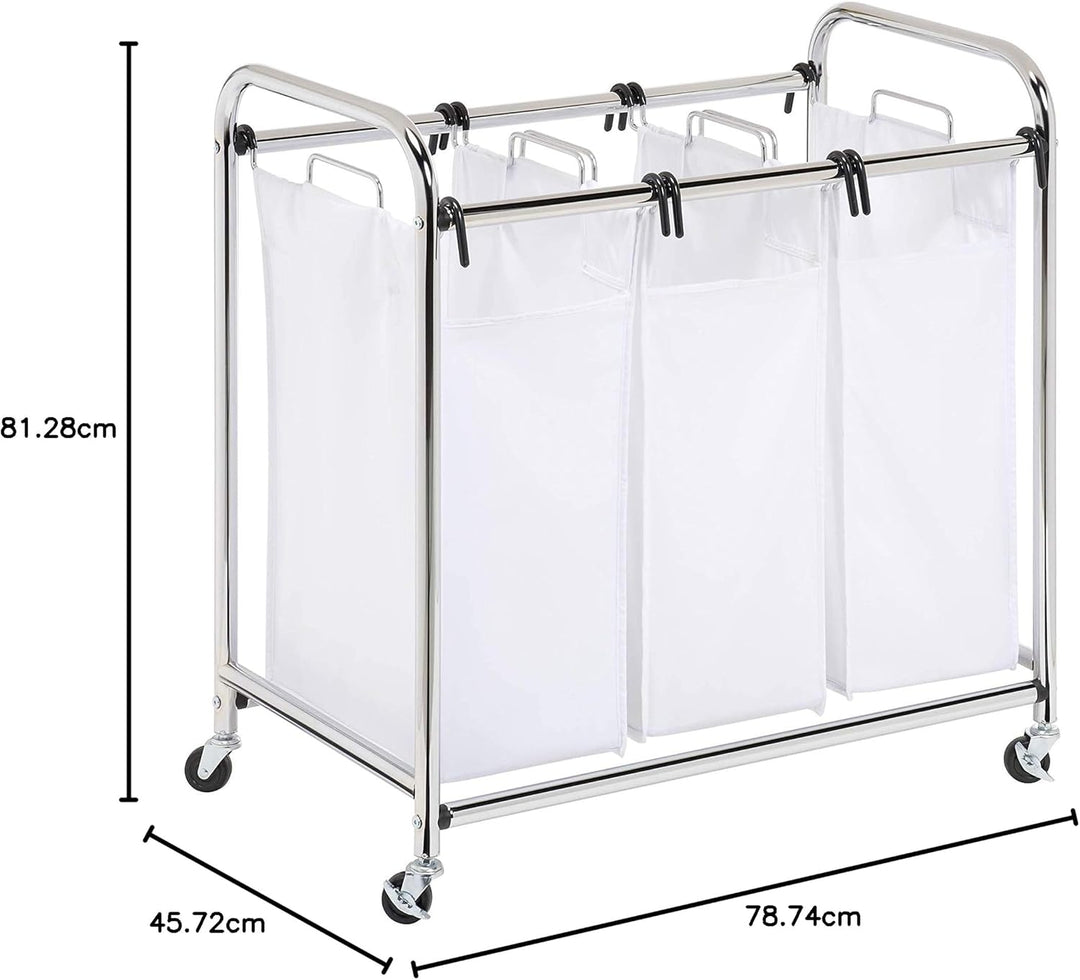 Honey-Can-Do SRT-01235 Verchromter Sortierer mit DREI Fächern Metall 45,7 x 78,1 x 81,3 cm, Chrom HD