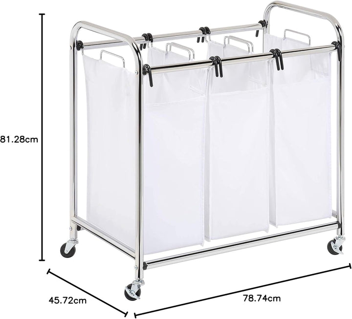 Honey-Can-Do SRT-01235 Verchromter Sortierer mit DREI Fächern Metall 45,7 x 78,1 x 81,3 cm, Chrom HD
