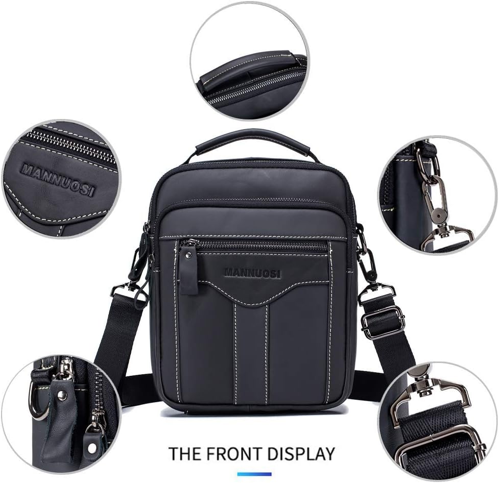 MANNUOSI Herren Schultertaschen business Freizeit Henkeltaschen echtleder vintage Handtaschen Einhei
