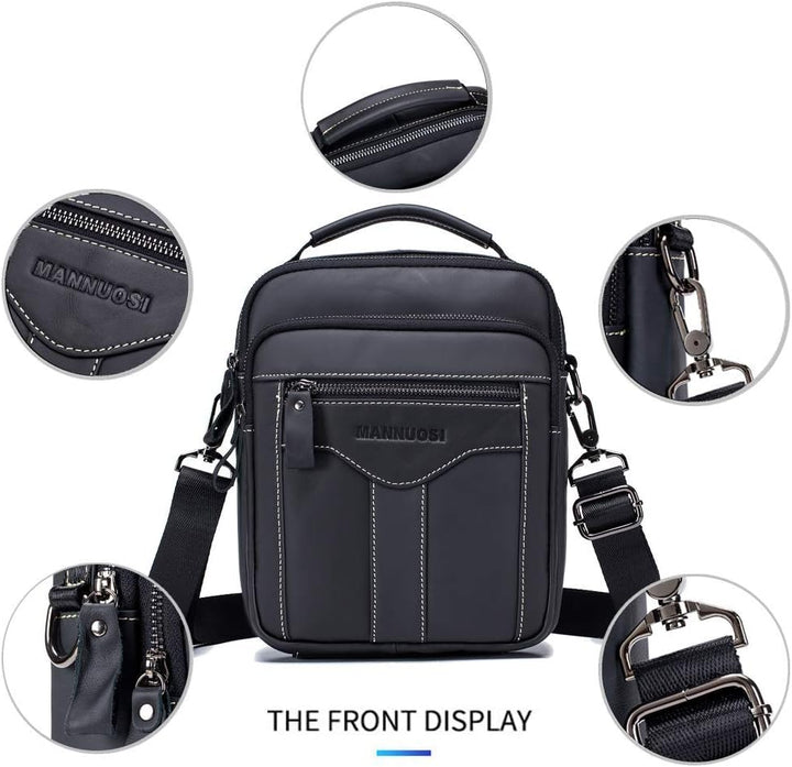 MANNUOSI Herren Schultertaschen business Freizeit Henkeltaschen echtleder vintage Handtaschen Einhei