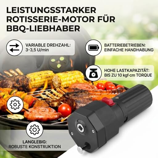 HEEPDD Elektrischer BBQ-Grillmotor, Batterie-Grillmotor mit Variablem Geschwindigkeitssystem und Ger
