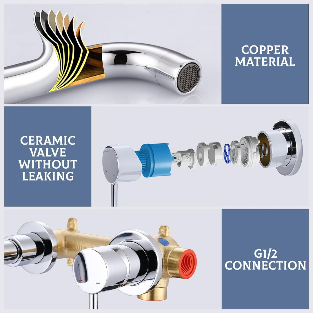 iVIGA Waschtischarmatur, 360° schwenkbar Wasserhahn Bad Unterputz Armatur Waschbecken aus Kupfer mit