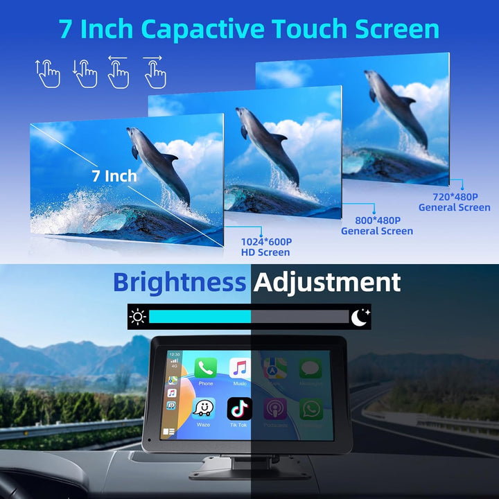 Podofo Wireless Apple Carplay Android Auto Autoradio Tragbares mit 7 Zoll HD Touchscreen Auto Stereo