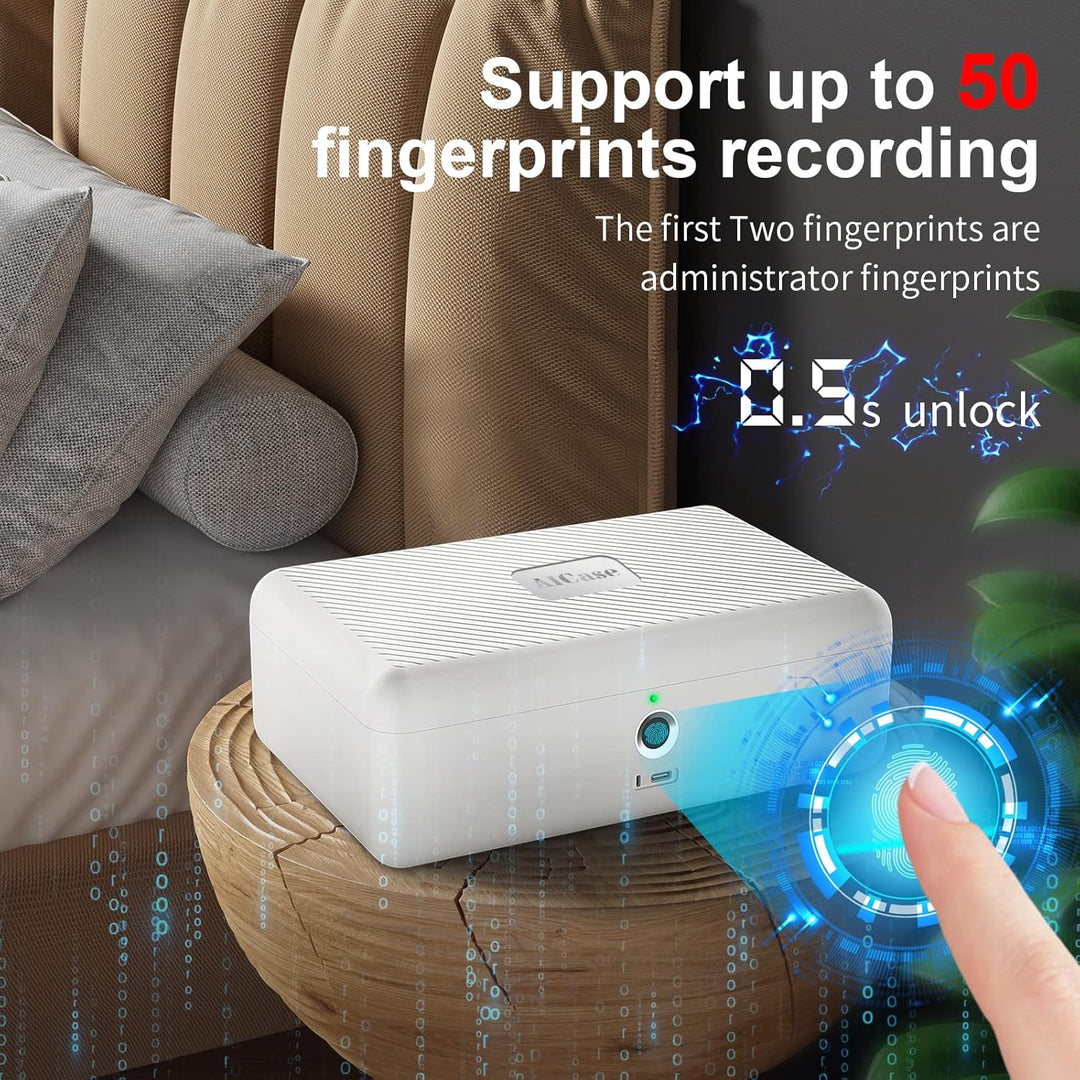 LOCK Biometrischer Tresor [Fingerabdruckerkennung] [Kompakt] Ideal für Scheckbücher, Geld, Schmuck,