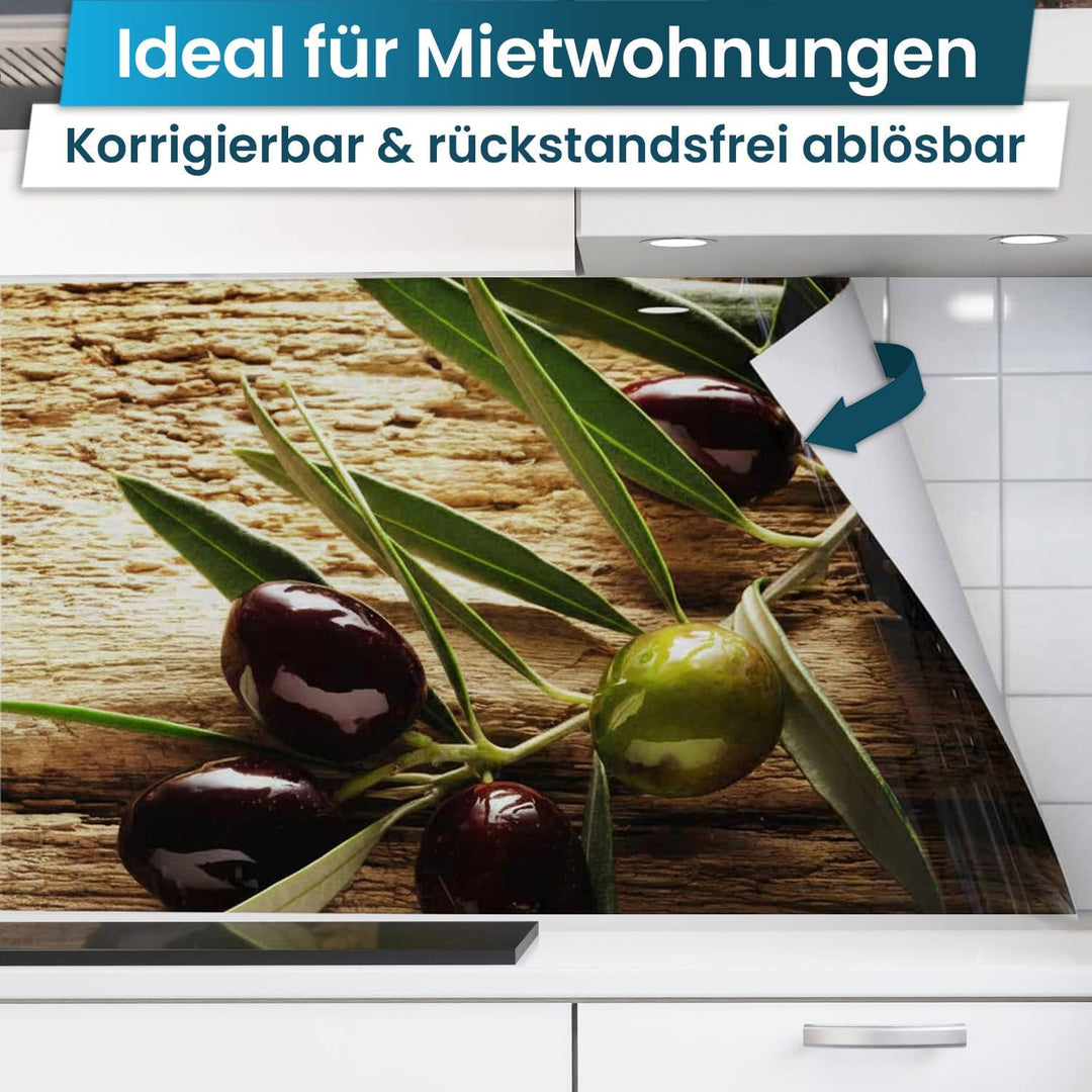 danario Küchenrückwand selbstklebend - Matt - Spritzschutz Küche - versteifte PET Folie - 0,4 mm - O