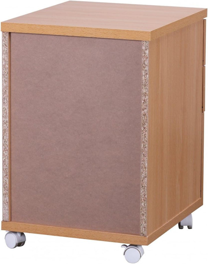 Rollcontainer Ottawa 40 x 60 x 45 cm Unterschrank mit Rollen Buche | Rollwagen mit Schubladen | Roll