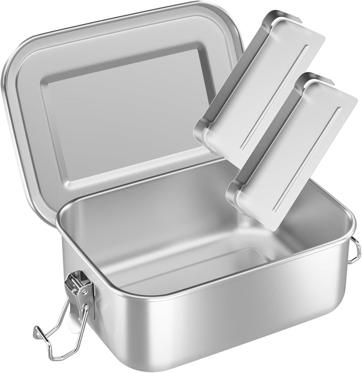 WELLGRO Edelstahl Dosen eckig - 550ml 850ml 1400ml 2400ml auslaufsicher Metall Brotdose Lunchbox, Ka