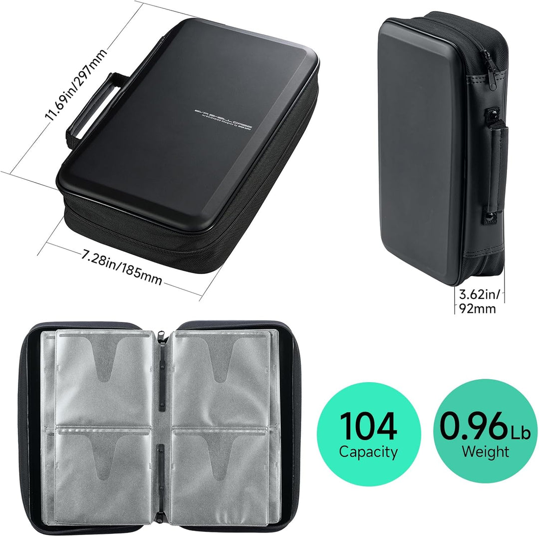 SANWA CD Tasche 104 Kapazität, Tragbare CD/DVD/Blu-ray Aufbewahrung mit Reissverschluss und Griff, H